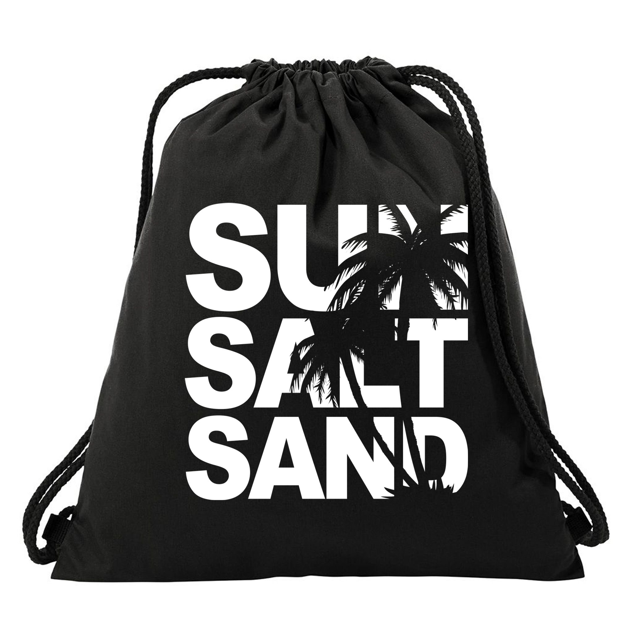 Sun Salt Sand Summer Palm Tree Drawstring Bag