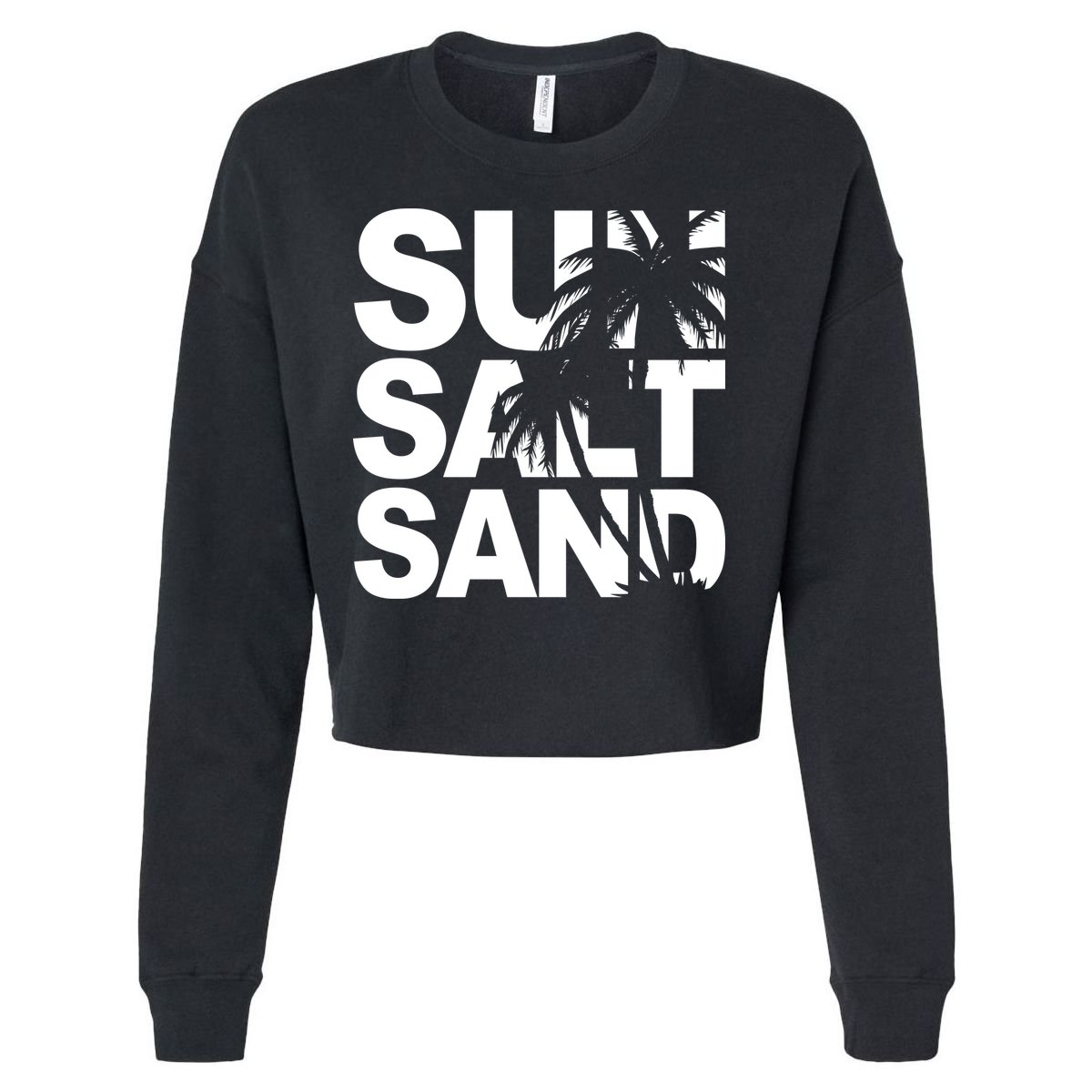 Sun Salt Sand Summer Palm Tree Cropped Pullover Crew