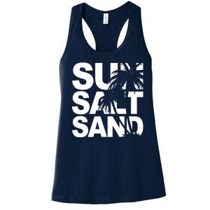 Sun Salt Sand Summer Palm Tree Women's Racerback Tank