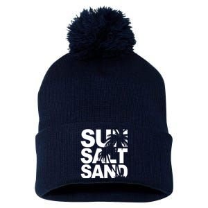 Sun Salt Sand Summer Palm Tree Pom Pom 12in Knit Beanie