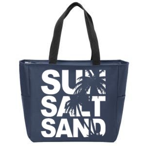 Sun Salt Sand Summer Palm Tree Zip Tote Bag