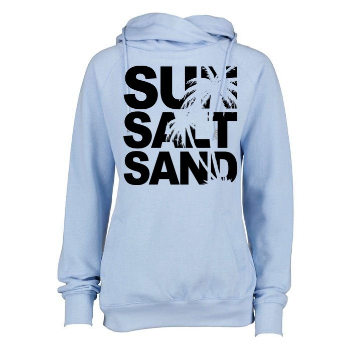 Sun Salt Sand Summer Palm Tree Womens Funnel Neck Pullover Hood