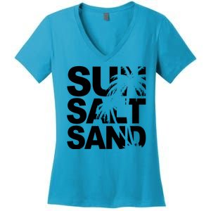 Sun Salt Sand Summer Palm Tree Women's V-Neck T-Shirt