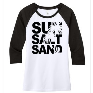 Sun Salt Sand Summer Palm Tree Women's Tri-Blend 3/4-Sleeve Raglan Shirt