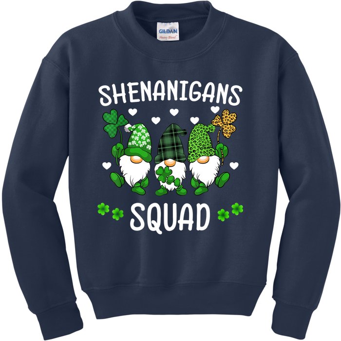 Shenanigans Squad St Patricks Day Gnomes Green Proud Irish Kids Sweatshirt