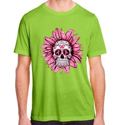 Sunflower Sugar Skull Breast Cancer Awareness Adult ChromaSoft Performance T-Shirt