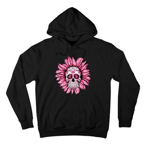 Sunflower Sugar Skull Breast Cancer Awareness Hoodie