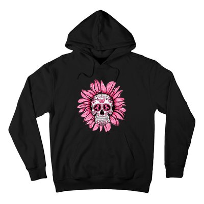 Sunflower Sugar Skull Breast Cancer Awareness Hoodie