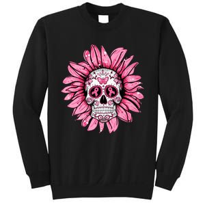 Sunflower Sugar Skull Breast Cancer Awareness Sweatshirt