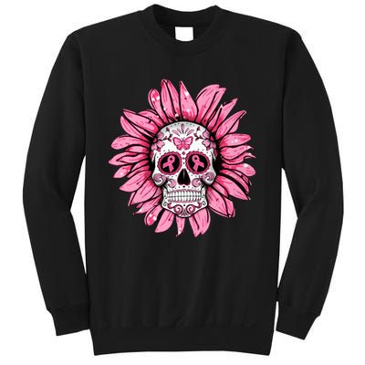 Sunflower Sugar Skull Breast Cancer Awareness Sweatshirt