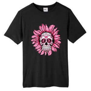 Sunflower Sugar Skull Breast Cancer Awareness Tall Fusion ChromaSoft Performance T-Shirt