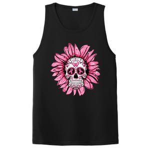 Sunflower Sugar Skull Breast Cancer Awareness PosiCharge Competitor Tank