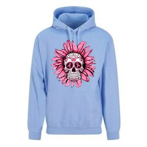 Sunflower Sugar Skull Breast Cancer Awareness Unisex Surf Hoodie