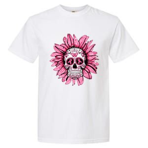 Sunflower Sugar Skull Breast Cancer Awareness Garment-Dyed Heavyweight T-Shirt