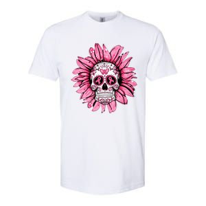 Sunflower Sugar Skull Breast Cancer Awareness Softstyle CVC T-Shirt