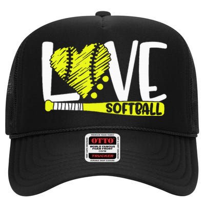 Softball Saying High Crown Mesh Back Trucker Hat