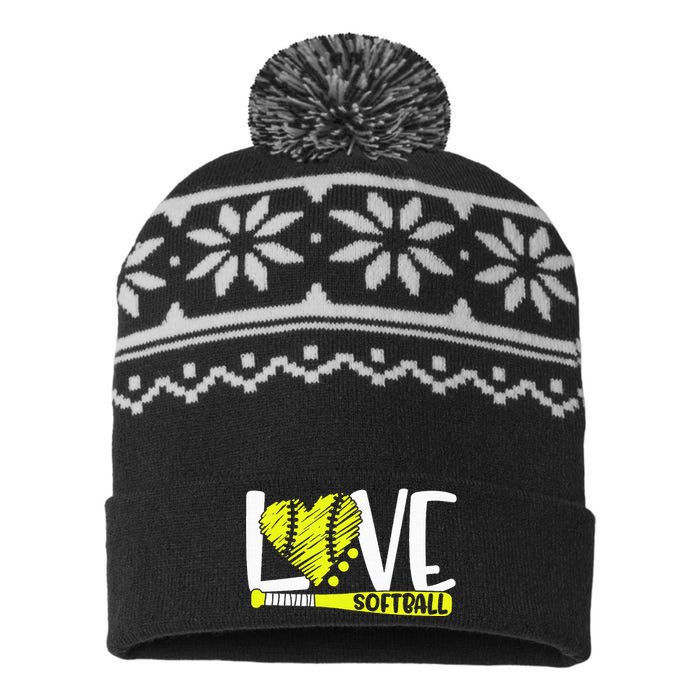 Softball Saying USA-Made Snowflake Beanie