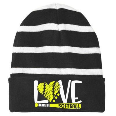 Softball Saying Striped Beanie with Solid Band