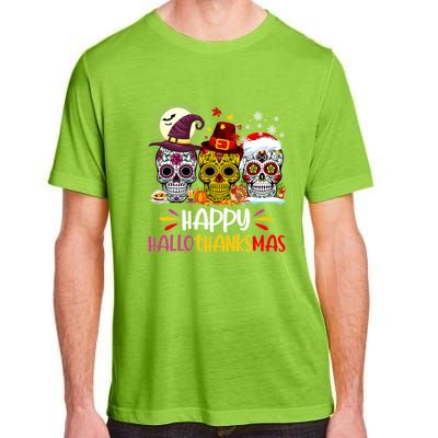 Sugar Skull Skeleton Halloween Xmas Happy Hallothanksmas Adult ChromaSoft Performance T-Shirt