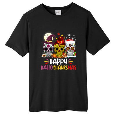 Sugar Skull Skeleton Halloween Xmas Happy Hallothanksmas Tall Fusion ChromaSoft Performance T-Shirt