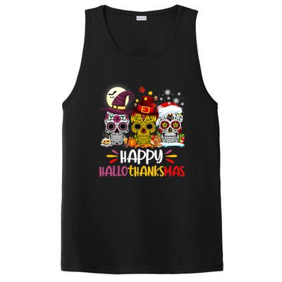 Sugar Skull Skeleton Halloween Xmas Happy Hallothanksmas PosiCharge Competitor Tank