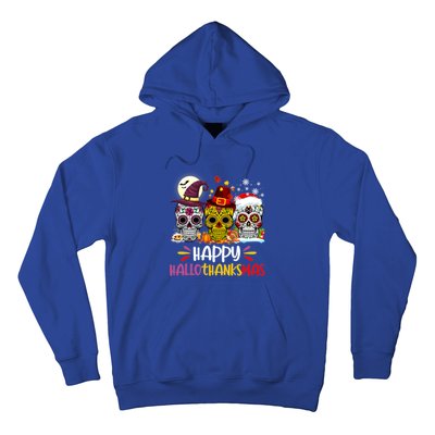 Sugar Skull Skeleton Halloween Xmas Happy Hallothanksmas Hoodie