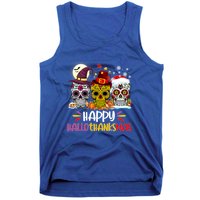 Sugar Skull Skeleton Halloween Xmas Happy Hallothanksmas Tank Top