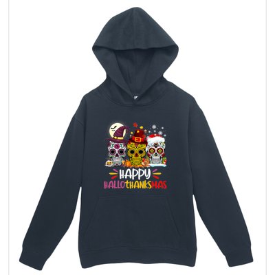 Sugar Skull Skeleton Halloween Xmas Happy Hallothanksmas Urban Pullover Hoodie