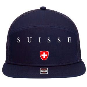 Switzerland Suisse 7 Panel Mesh Trucker Snapback Hat