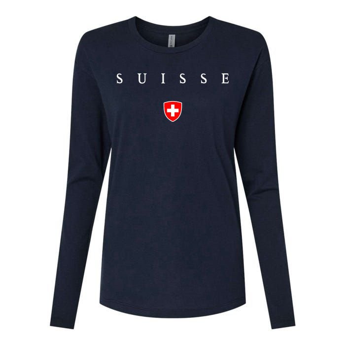 Switzerland Suisse Womens Cotton Relaxed Long Sleeve T-Shirt