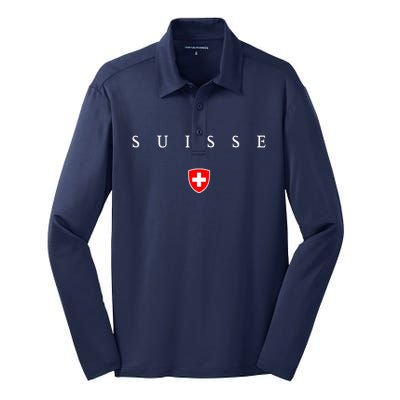 Switzerland Suisse Silk Touch Performance Long Sleeve Polo