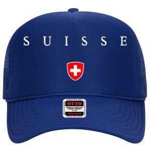 Switzerland Suisse High Crown Mesh Back Trucker Hat