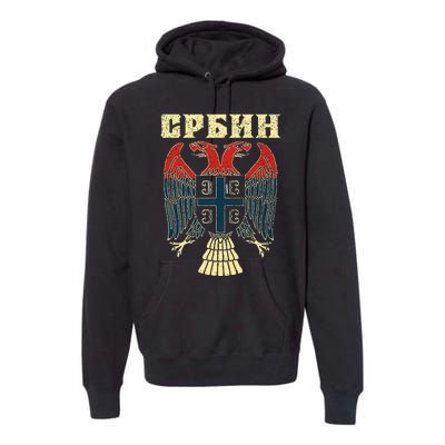 Serbia Srbija Serbian Serbian Eagle Flag Cccc Cyrillic Premium Hoodie