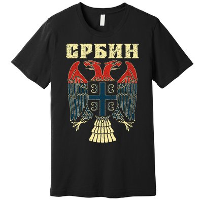 Serbia Srbija Serbian Serbian Eagle Flag Cccc Cyrillic Premium T-Shirt