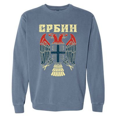 Serbia Srbija Serbian Serbian Eagle Flag Cccc Cyrillic Garment-Dyed Sweatshirt