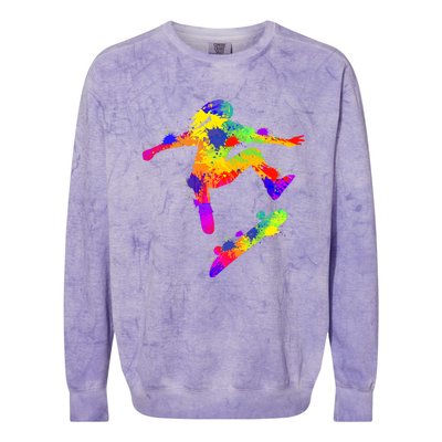 Skateboarder Skater Skateboard Skateboarding Great Gift Colorblast Crewneck Sweatshirt