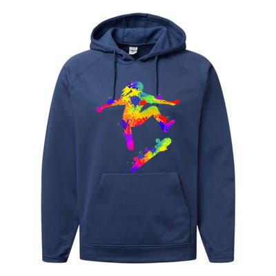 Skateboarder Skater Skateboard Skateboarding Great Gift Performance Fleece Hoodie