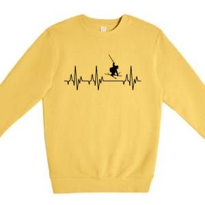 Skiing Skiing Skiing Skiers Winter Sports Heartbeat Meaningful Gift Premium Crewneck Sweatshirt