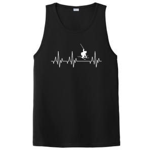 Skiing Skiing Skiing Skiers Winter Sports Heartbeat Meaningful Gift PosiCharge Competitor Tank