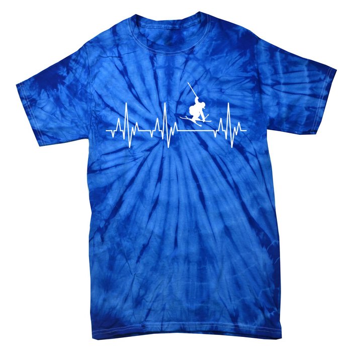 Skiing Skiing Skiing Skiers Winter Sports Heartbeat Meaningful Gift Tie-Dye T-Shirt