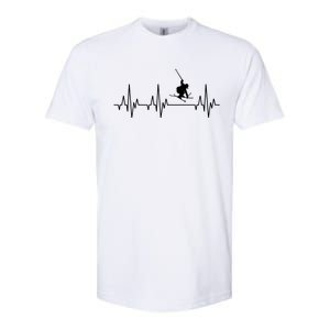 Skiing Skiing Skiing Skiers Winter Sports Heartbeat Meaningful Gift Softstyle CVC T-Shirt