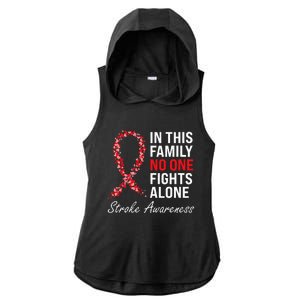 Stroke Survivor Stroke Awareness Red Ribbon Ladies PosiCharge Tri-Blend Wicking Draft Hoodie Tank