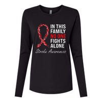 Stroke Survivor Stroke Awareness Red Ribbon Womens Cotton Relaxed Long Sleeve T-Shirt