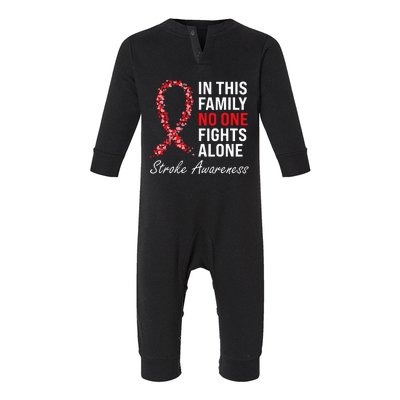 Stroke Survivor Stroke Awareness Red Ribbon Infant Fleece One Piece