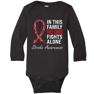 Stroke Survivor Stroke Awareness Red Ribbon Baby Long Sleeve Bodysuit