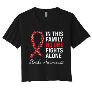 Stroke Survivor Stroke Awareness Red Ribbon Women's Crop Top Tee