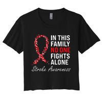 Stroke Survivor Stroke Awareness Red Ribbon Women's Crop Top Tee