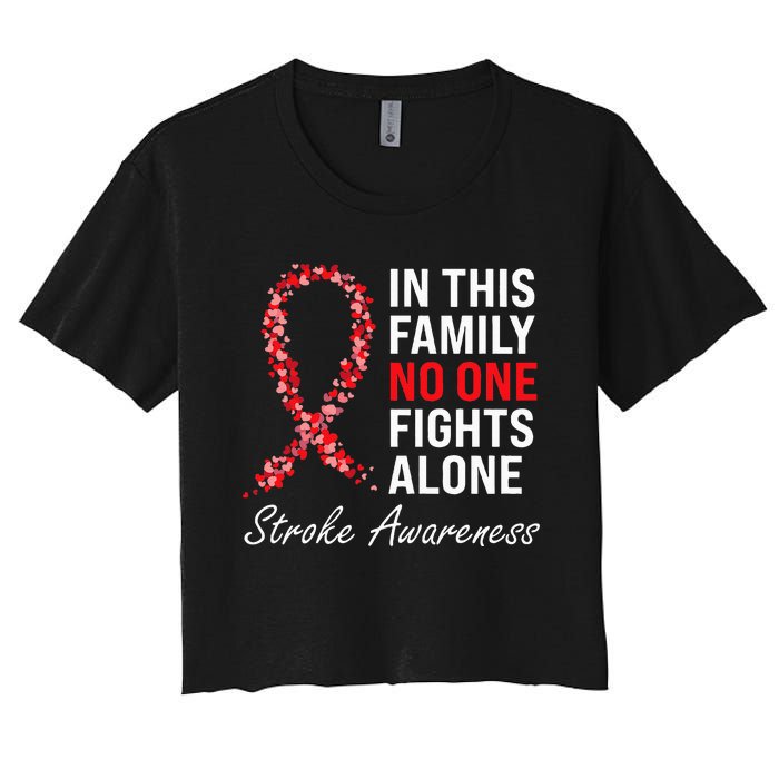 Stroke Survivor Stroke Awareness Red Ribbon Women's Crop Top Tee