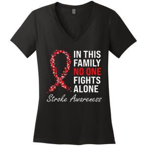 Stroke Survivor Stroke Awareness Red Ribbon Women's V-Neck T-Shirt