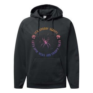 Spooky Season Spin Webs Creepy Tales Halloween Spider Lover Performance Fleece Hoodie